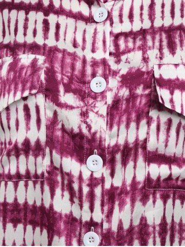Plus Size Tie-dye Roll Tab Sleeve Long Shirt