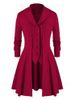 Plus Size Shawl Collar Front Button Skirted Coat -  