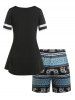 Plus Size Tribal Print Shorts Pajamas Set -  