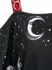 Moon Star Skeleton Print Chain Detail Ruched T-shirt -  