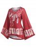 Plus Size Bell Sleeve Dreamcatcher Print T Shirt -  