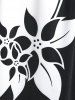 T-shirt à Imprimé Fleuri en Blocs de Couleurs de Grande Taille - Noir 4X