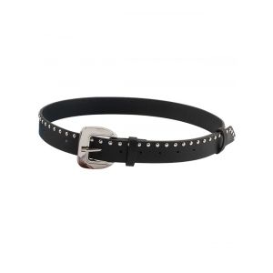 

Rivet Embellished D Buckle Belt, Black