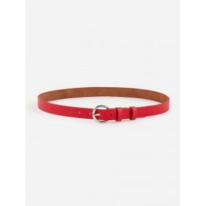 

Minimalistic Silvery D Buckle Belt, Red