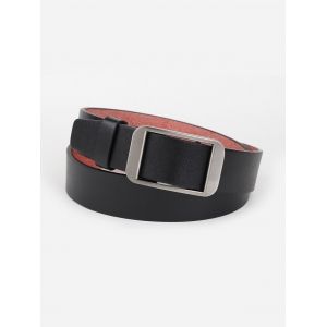 

Minimalistic Silver-Tone Buckle Belt, Black
