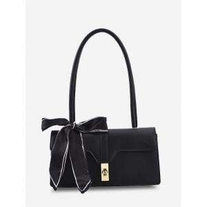 

Scarf Tied Flap Shoulder Bag, Black