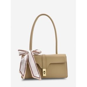 

Scarf Tied Flap Shoulder Bag, Light green