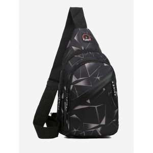 

Printed Multi Compartment Sling Bag, Black