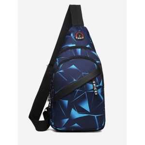 

Printed Multi Compartment Sling Bag, Deep blue