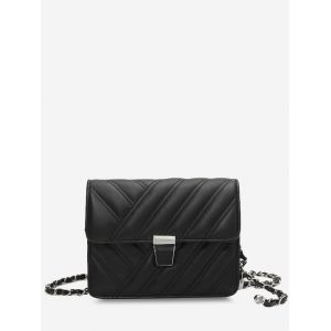 

Quilted Chain-Wrapped Strap Crossbody Bag, Black