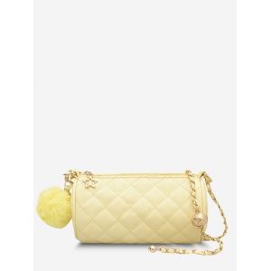 

Cylinder Quilted Pom Pom Shoulder Bag, Yellow