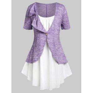 

Plus Size Faux Twinset Space Dye Tee, Purple