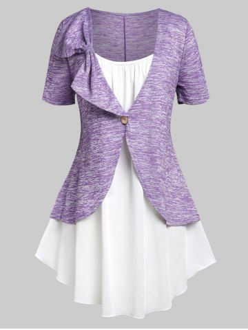 Plus Size Faux Twinset Space Dye Tee