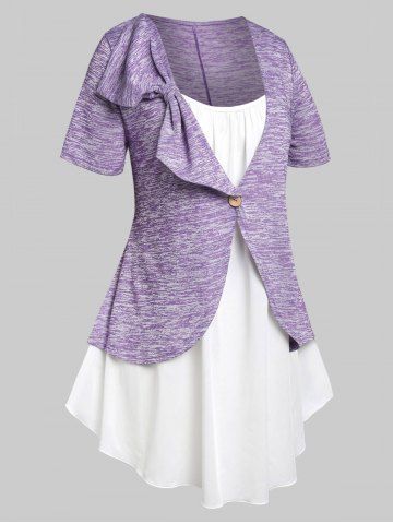 Plus Size Faux Twinset Space Dye Tee