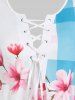 Plus Size Floral Print Plaid Lace Up T-shirt -  
