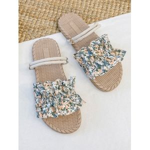 

Tiny Floral Ruffle Two Way Flat Slides Sandals, Blue