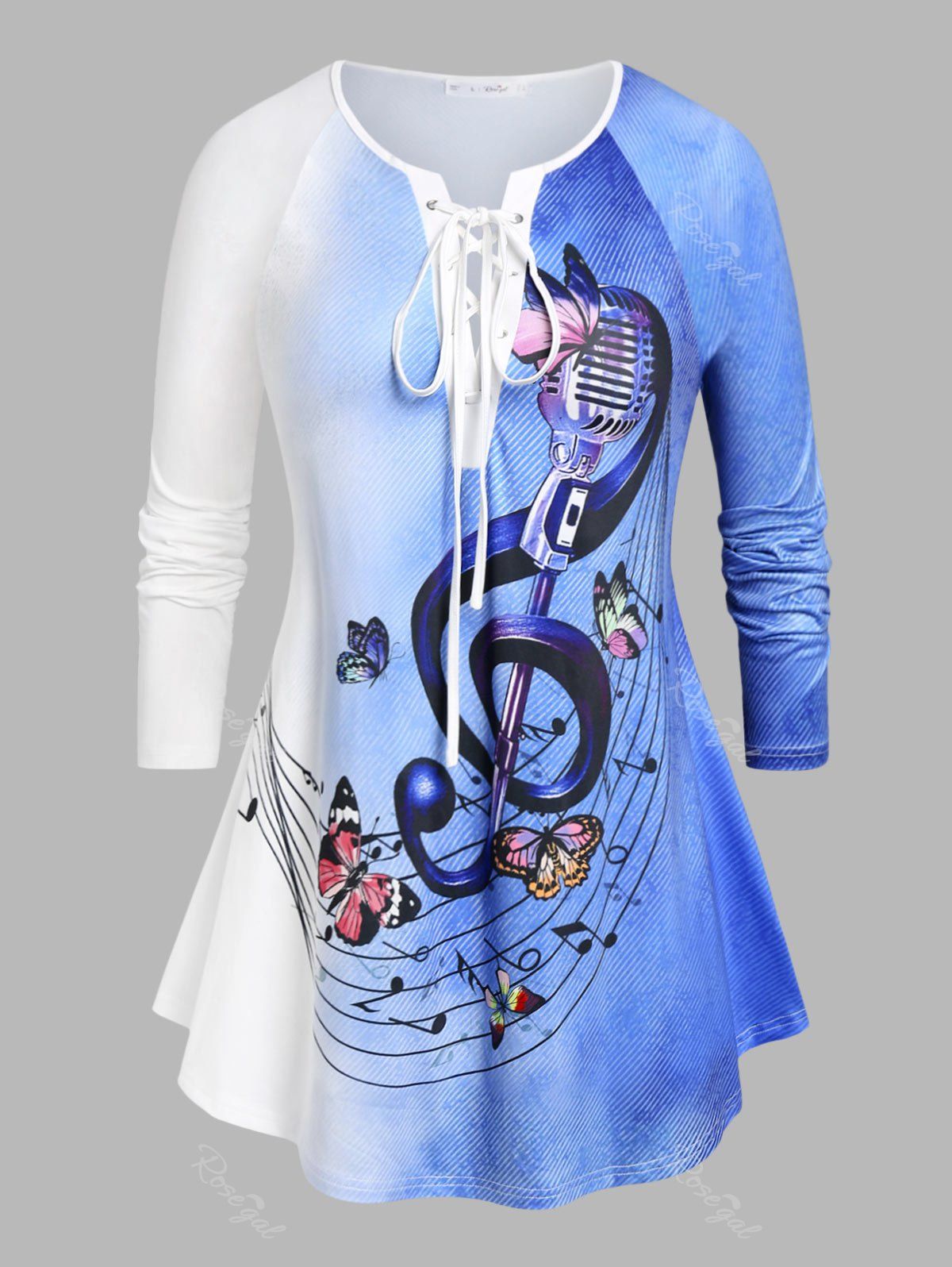 Ombre Color Music Notes Print Tee 