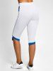 Two Tone Mock Button Tulip Hem Capri Leggings -  