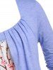 T-shirt Haut Bas à Imprimé Fleuri de Grande Taille Fausse Deux Pièces - Violet clair 5X