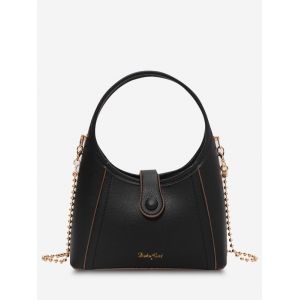 

Round Handle Chain Crossbody Bag, Black