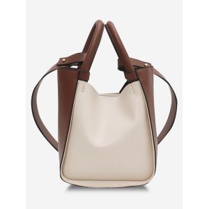 

Colorblock Top Handle Crossbody Bag, Deep coffee