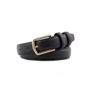 

Gold Tone Pin Buckle Belt, Black