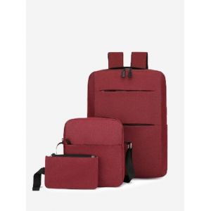 

Multi Compartment Backpack With Two Small Bag, Red