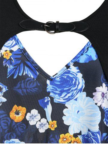 Plus Size Cutout Rose Skirted Round Hem Tunic Top