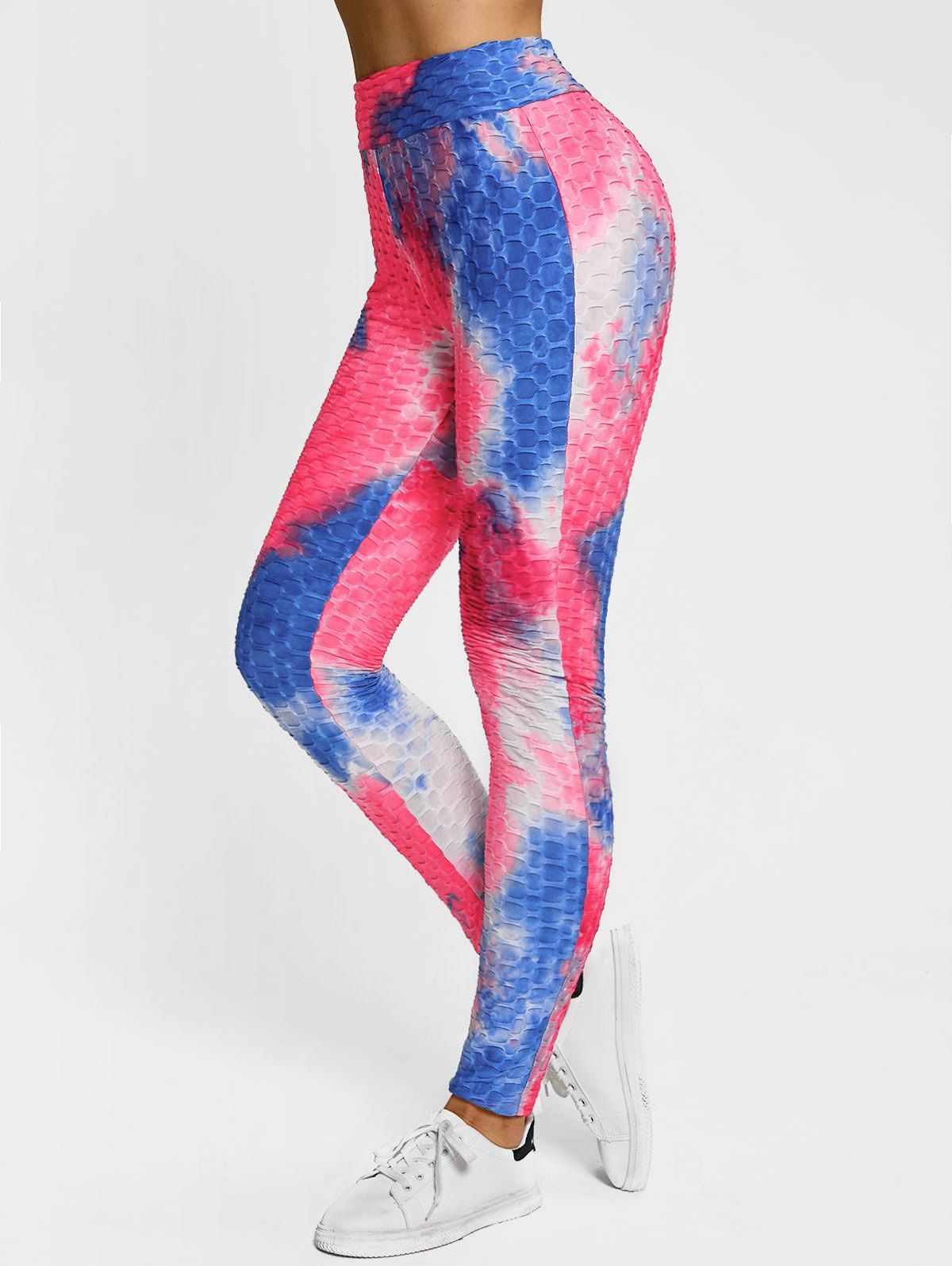 Fashion Tie Dye Print Skinny Butt Lifter Textured Leggings  