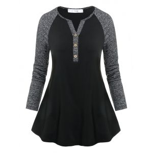 

Plus Size Raglan Sleeve Marled Tee, Black