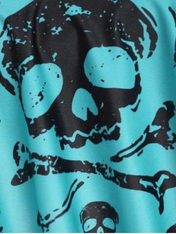 Skull Print Bowknot Padded Tankini Set