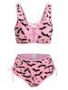 Bat Crescent Mesh Lace-up Padded Bikini Set -  