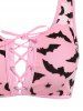 Bat Crescent Mesh Lace-up Padded Bikini Set -  