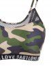 Camouflage Love Tape Fishnet Panel Boyshorts Tankini Swimwear -  