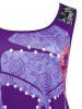 Plus Size Lace Panel Skull Floral Print Irregular Gothic Tank Top -  