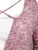 Plus Size&Curve Space Dye Cross Blouson T-shirt and Cami Top Set -  