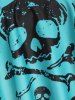 Skull Print Bowknot Padded Tankini Set -  