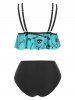 Skull Print Bowknot Padded Tankini Set -  