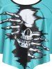 Skull Print Cinched Strappy Tankini Set -  