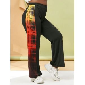 

Plus Size Plaid High Waisted Wide Leg Pants, Black