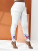 Pantalon Moulant à Imprimé 3D Boule à Taille Haute de Grande Taille - Blanc 5X