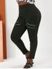 Plus Size Studded Zip High Waisted Leggings -  