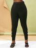 Plus Size Twist Lace Panel Cutout Hem Skinny Pants -  