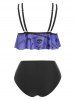 Skull Print Bowknot Padded Tankini Set -  