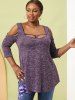 Plus Size Heather O Ring Cold Shoulder Strappy T Shirt -  