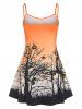 Plus Size Tree Pumpkin Face Print Halloween Dress -  