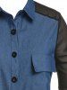 Chemise Haute Basse en Blocs de Couleurs avec Poche de Grande Taille - Bleu profond 3X