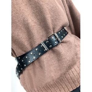 

Double Row Rivet Belt, Black