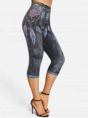 Dream Catcher 3D Printed Skinny Jeggings - BLACK - XXXL