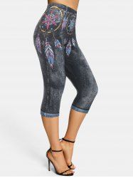 Legging Moulant à Imprimé 3D Attrape-rêve - Noir L